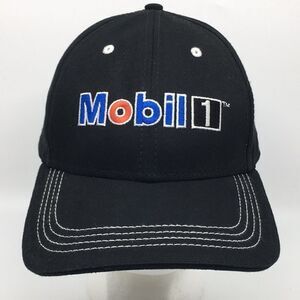 Mobil 1 Motor Oil Black Baseball Cap Hat with Velcro adjustable backstrap